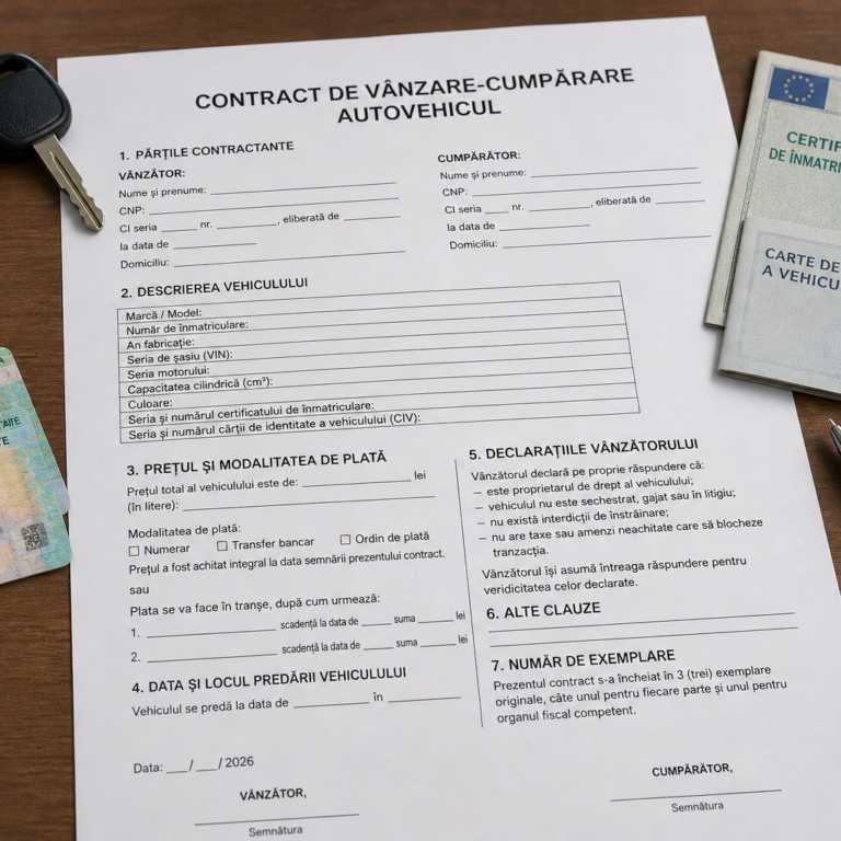 Contract vanzare cumparare auto